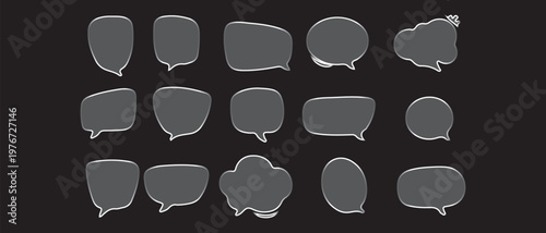 Collection of speech bubbles a minimalist illustration on black background