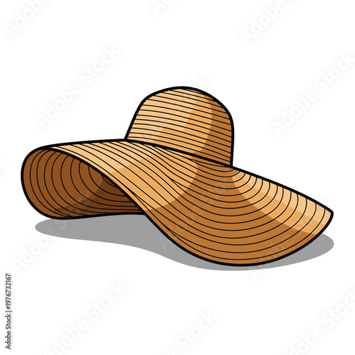 A stylish straw hat resting on a flat surface with a soft and textured appearance.