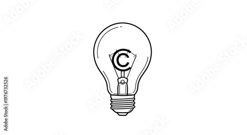 Creative Idea Protection and Intellectual Property Concept Illustration Vector Line Art Design