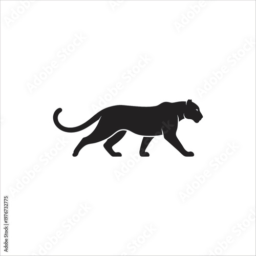 Lion black and white vector silhouette illustration