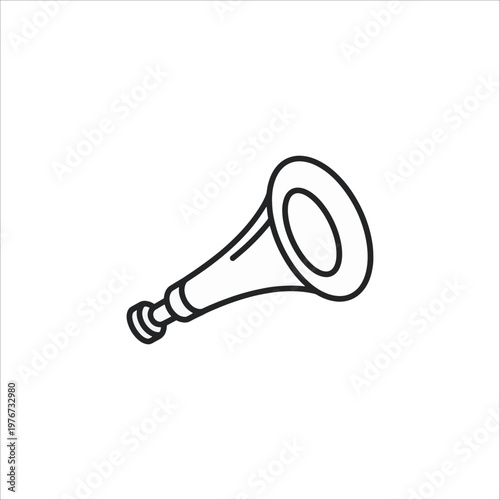 Old brass horn isolated on white background