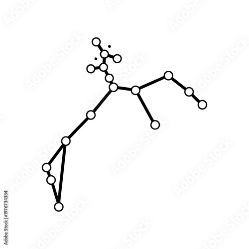 3d molecular structure model with branching carbon chain illustration