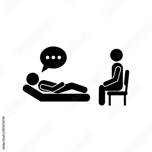 psychological counseling session flat icon in black and white minimalist style
