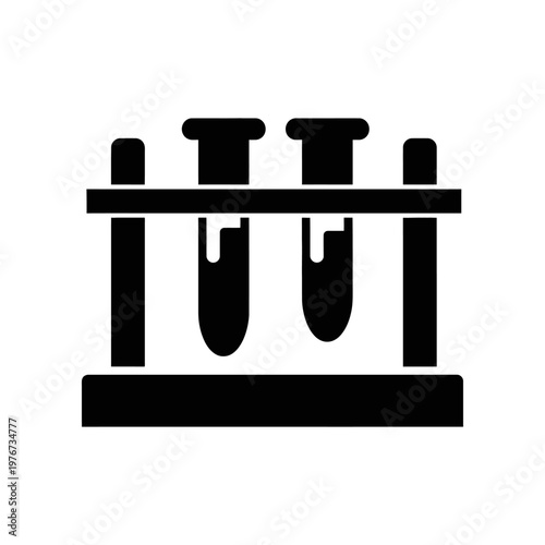 minimalist test tube rack icon with four empty tubes in black and white