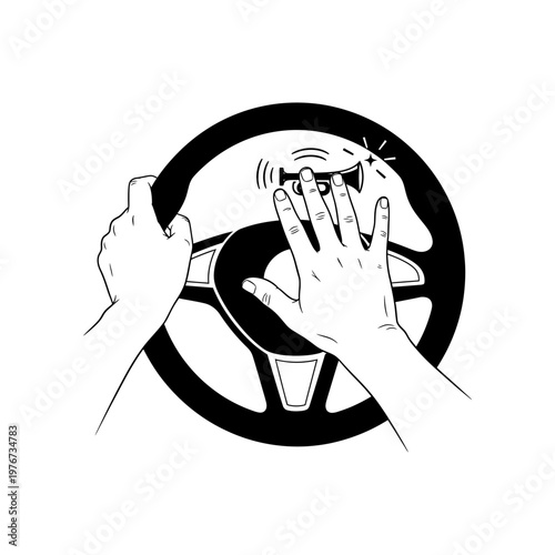 Hand holding smartphone with no drinking and driving warning sign in circle
