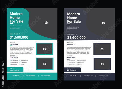 Modern and trendy real estate flyer design template Modern Real Estate Business Corporate Flyer Brochure Cover Template Design With Two Color Variation Creative Real Estate Flyer Design Template, Mode