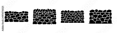 Stone wall texture vector design elements for construction and architecture materials design