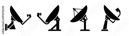 Satellite dish antenna vector illustration for telecommunications and broadcast technology design needs