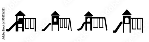 Playground equipment vector silhouette illustration for parks and recreation areas design elements