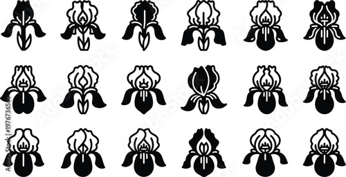 Black and white iris flower symbol