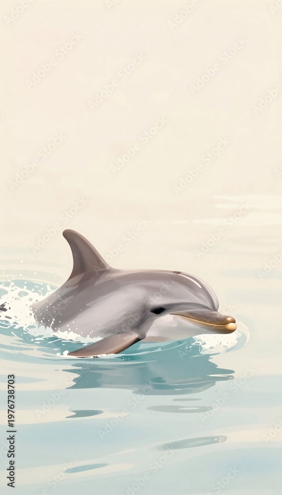 Naklejka premium Dolphin Emerging from Water