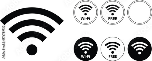 Collection of wi-fi and wireless internet icons with wireless internet connection