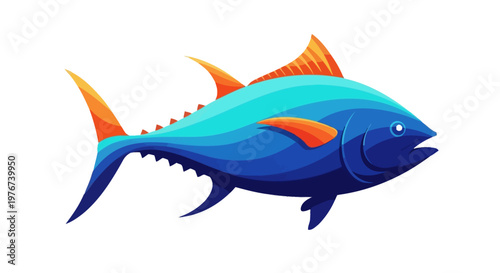 Vibrant illustration of a majestic blue tuna, perfect for celebrating World Tuna Day, promoting oceanic conservation and sustainable marine life awareness