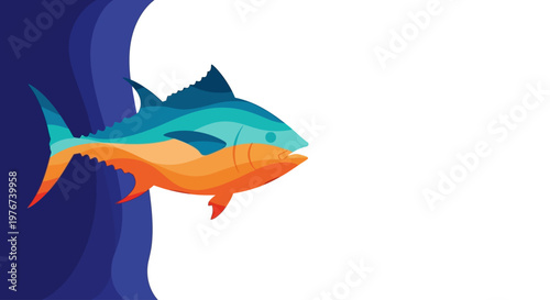 Illustration of two tuna fish swimming, celebrating World Tuna Day with marine conservation themes