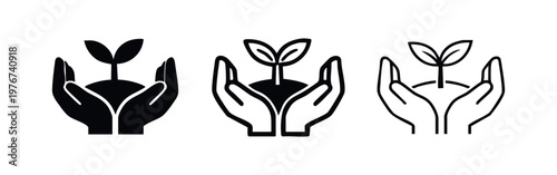 Care and Growth Concept Icon with Hands Holding a Sprout