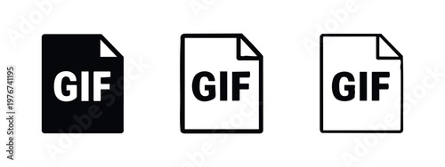 GIF Image File Icon Set - Solid, Outlined, and Thin Outline Versions