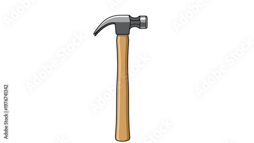 Traditional claw hammer with a polished metal head and a smooth wooden handle used for driving nails and general construction work.