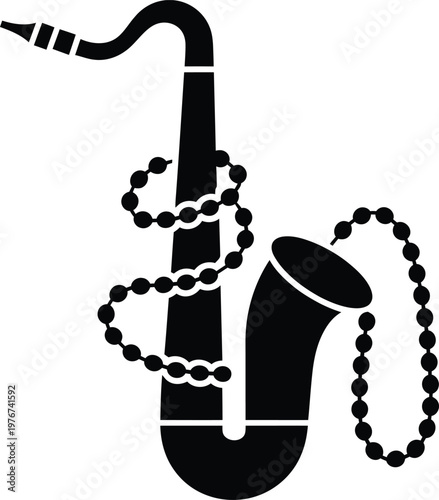 Saxophone with mardi gras beads icon