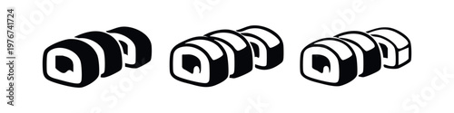 Sushi Maki Rolls Vector Icon Set - Japanese Cuisine Symbol