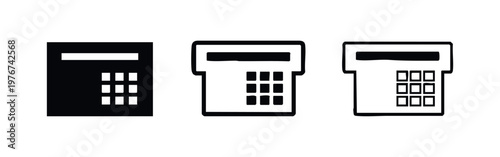 Calculator Icons: Solid Black, Outline, and Filled Outline