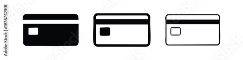 Credit Card Icons: Solid, Filled Outline, and Outline Styles