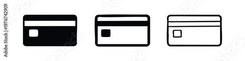 Credit Card Icons: Solid, Filled Outline, and Outline Styles