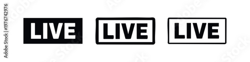 Live streaming icons in solid fill, outline, and sketched styles