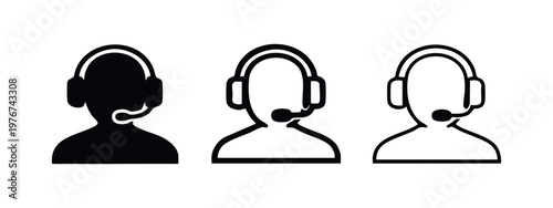 Help desk support agent icons set representing customer service and assistance