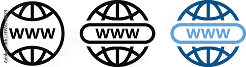 Visit Website Icon Set. External link and web browser symbols. Online Connection Symbols. Global web and link icons. Redirect and internet access design
