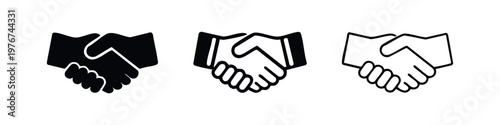 Business Handshake Icons Set - Agreement Partnership and Deal Symbols