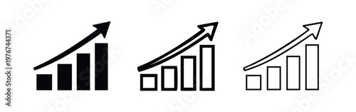 Business Growth Bar Graph Icons - Statistical Success and Revenue Increase Set