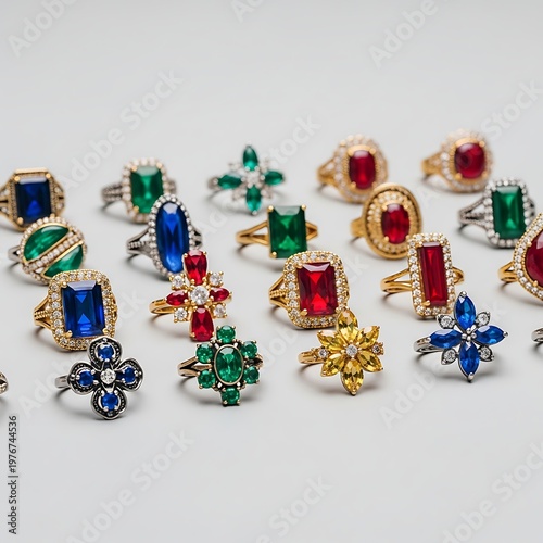 Collection of Elegant Luxury Gemstone Rings.