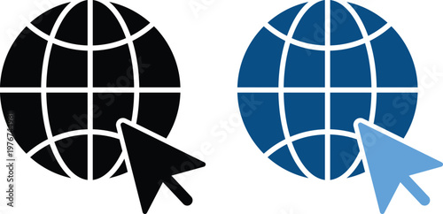 Visit Website Icon Set.  Online Connection Symbols. External link and web browser symbols. Global web and link icons. Redirect and internet access design
