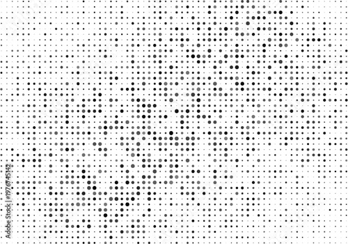 Circles background. Random dots. Black and white shades. Grey background for your design. Digital. Mosaic effect. Halftone vector.