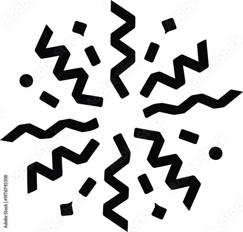 Confetti explosion icon, festive party streamer and paper bits, celebration vector design element