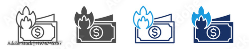 cash burn icon set with multi concept