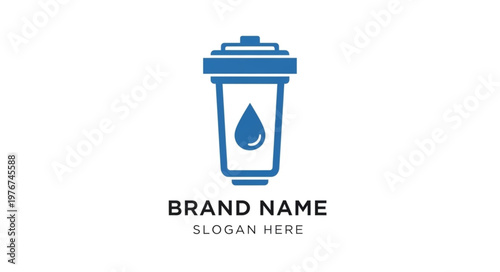 Water Filter Icon for Brand Logo Design with Drop Symbol.