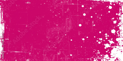 Abstract watercolor and grunge winter background with pink stars, blue bokeh light, and sparkling falling snow texture for a bright holiday night wallpaper design with space for text