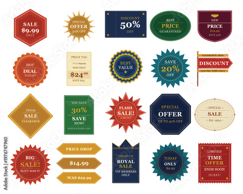 Set of retro price tags