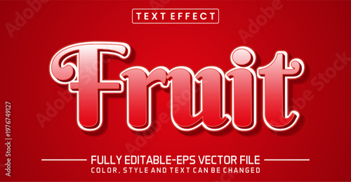 Fruit Red Glossy Text Effect, Fully Editable EPS Vector Style