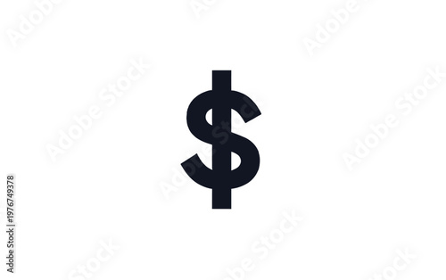 Minimalist black dollar sign icon isolated on a clean white background representing currency, financial wealth, and global economic markets for business.