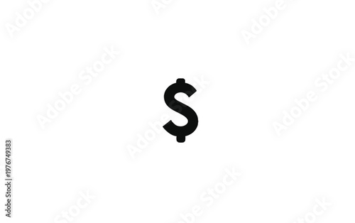 Minimalist black dollar symbol centered on a white background, ideal for financial concepts, banking, investment, and monetary value representation.