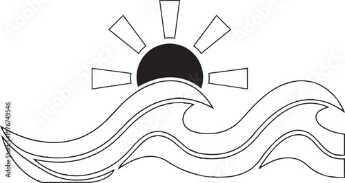 Abstract Minimalist Sun and Waves