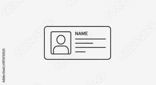 A simple, outlined ID badge with a person's avatar, name, and lines