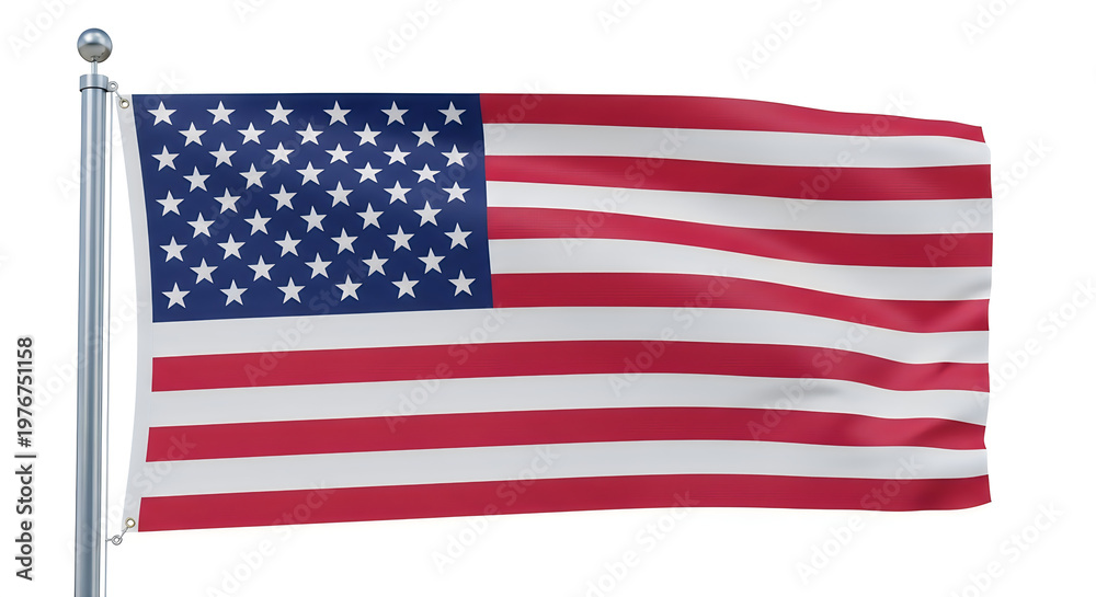 Fototapeta premium American flag waving on silver pole