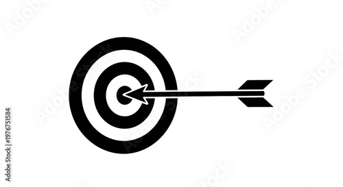 A black arrow striking the center of a circular target