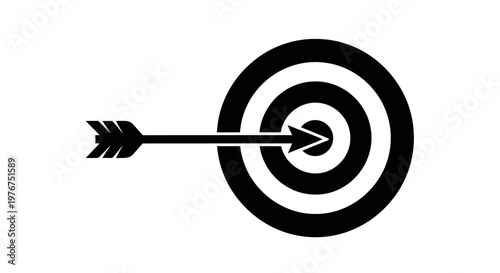 A black arrow striking the bullseye of a target a symbol of precision