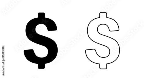 Two dollar signs one solid black one white outline
