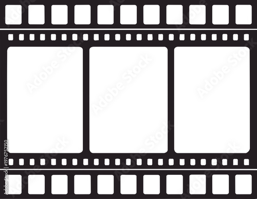 Film Strip Frame Dark Vintage Photo Template with Three Slots for Memory Retro Decoration