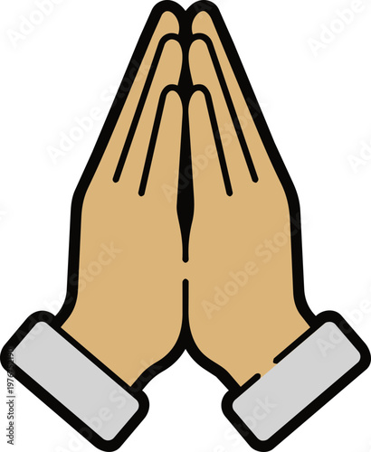 Praying Hands Namaste Buddhist Gesture Flat Icon with Sleeve for Korean Buddha's Birthday Decoration